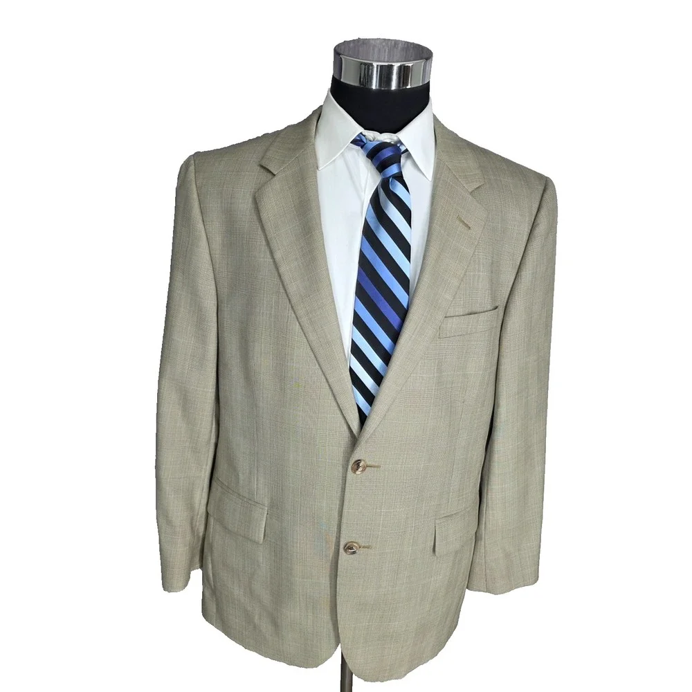 Jos A Bank Blazer Mens 44R Brown Sports Coat Jacket 2 Buttons Vent Wool Cashmere